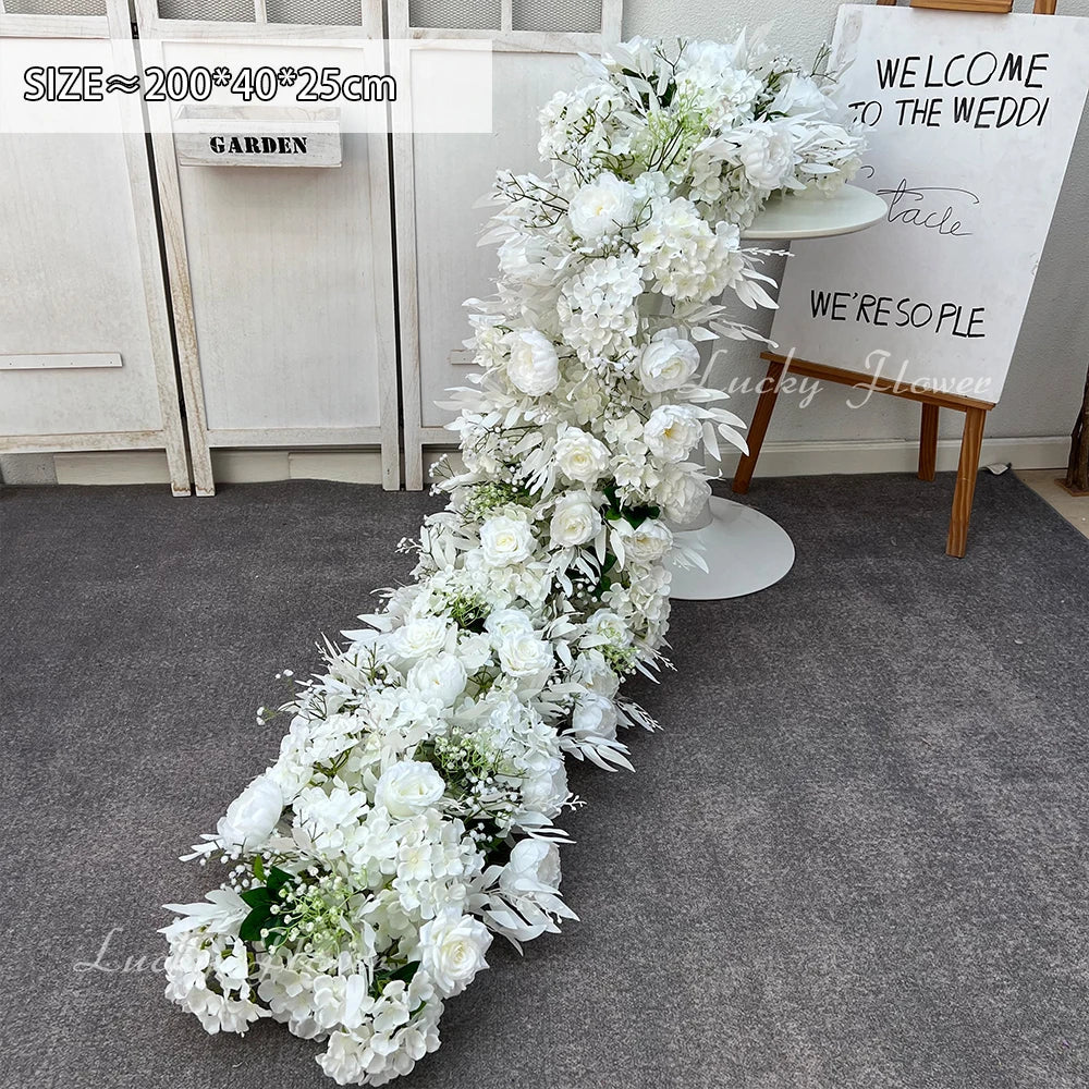 2m Luxury Runner Flower Row Artificial Flowers for Table Centerpiece Wedding Decoration Mix Flowers Backdrop Wall Arches Decor