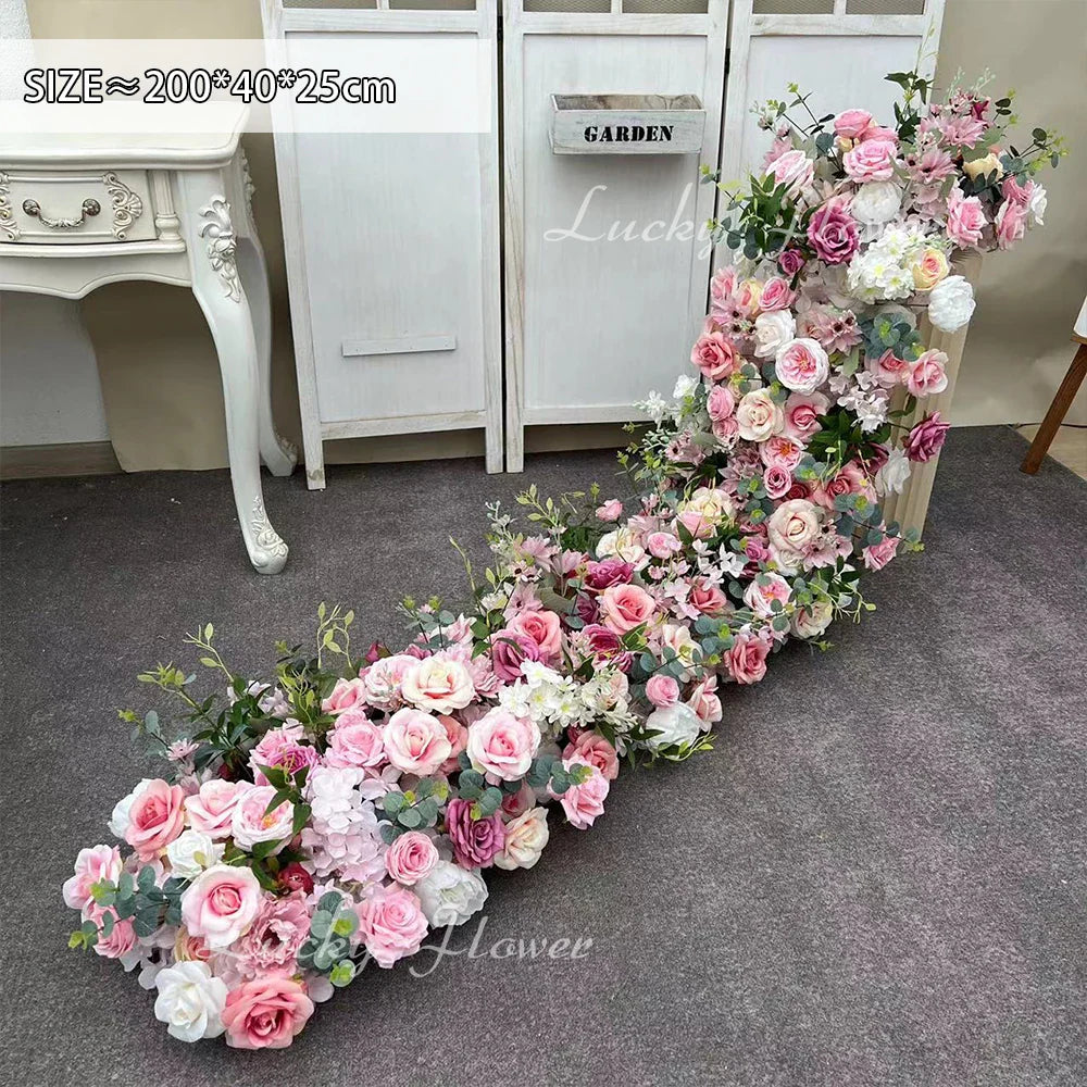2m Luxury Runner Flower Row Artificial Flowers for Table Centerpiece Wedding Decoration Mix Flowers Backdrop Wall Arches Decor