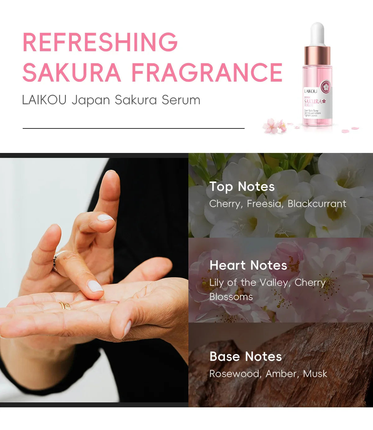 Sakura Whitening Face Serum Anti Aging Fade Fine Lines Tighten Pores Improve Melanin Pigment Dull Moisturizer Brighten Skin Care