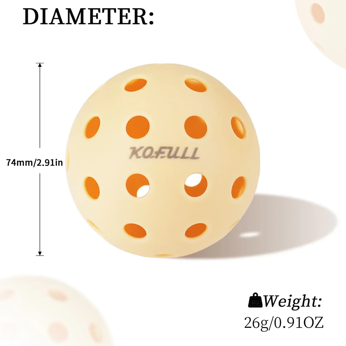 3-Pack 74MM Outdoor Pickleball Balls