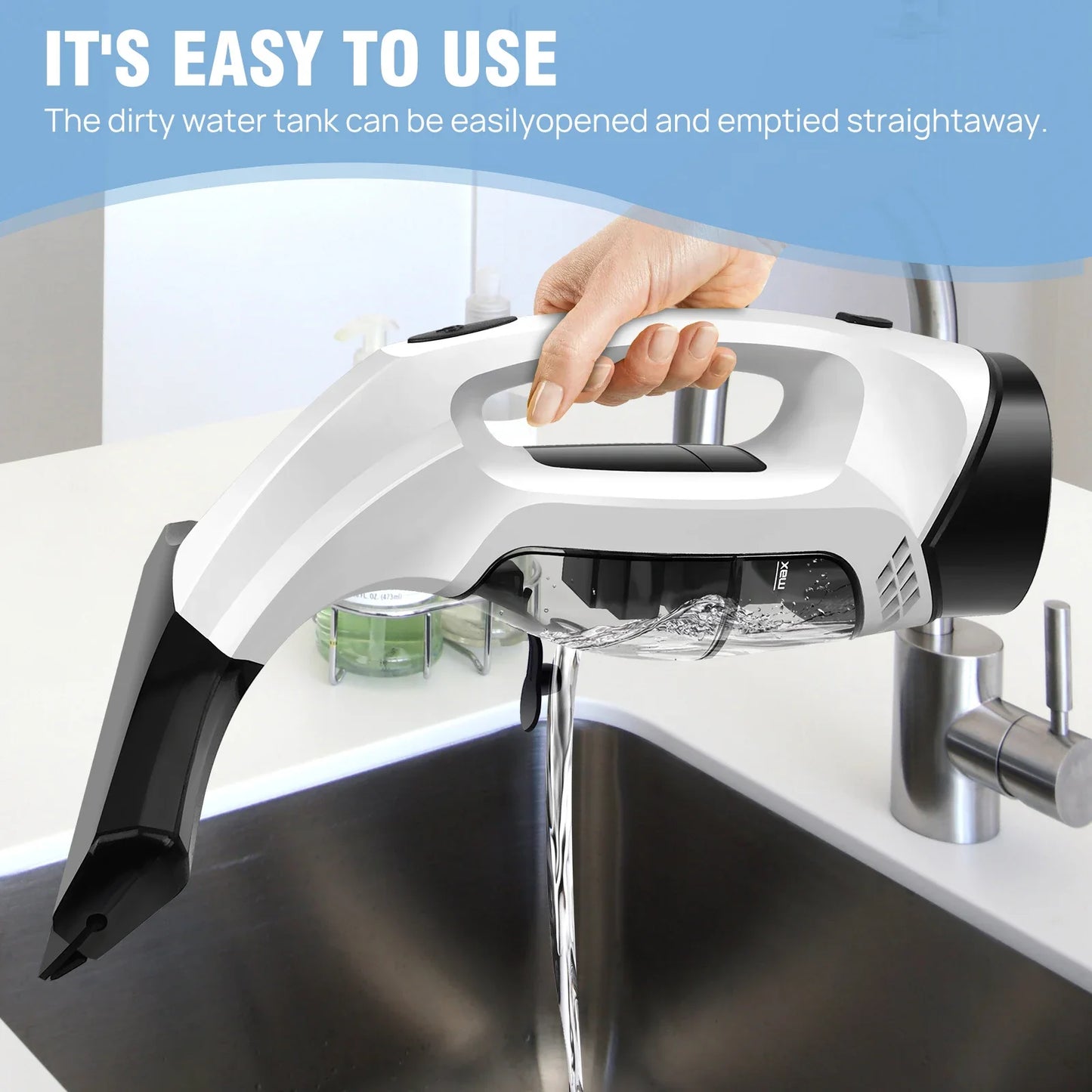 Cordless Window Vac Cleaner Rechargeable - 28cm Squeegee Element & 150ml Water Tank, Window Washer with 200ml Spray Bottle