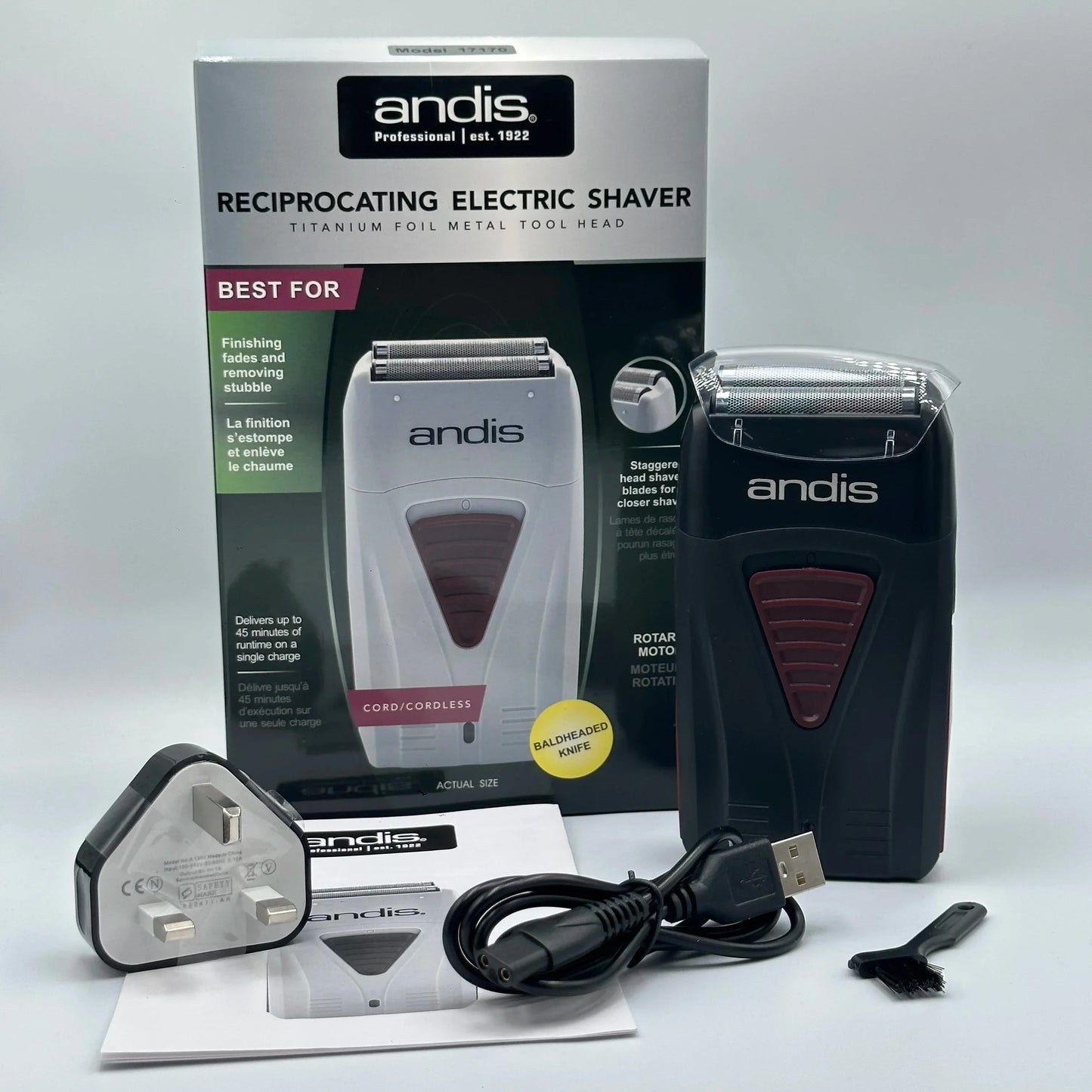 Original Andis 17170 Foil Lithium Titanium Shaver Smooth Shaving Cordless Shaver With Charger For Men Razor Bald Hair Clipper