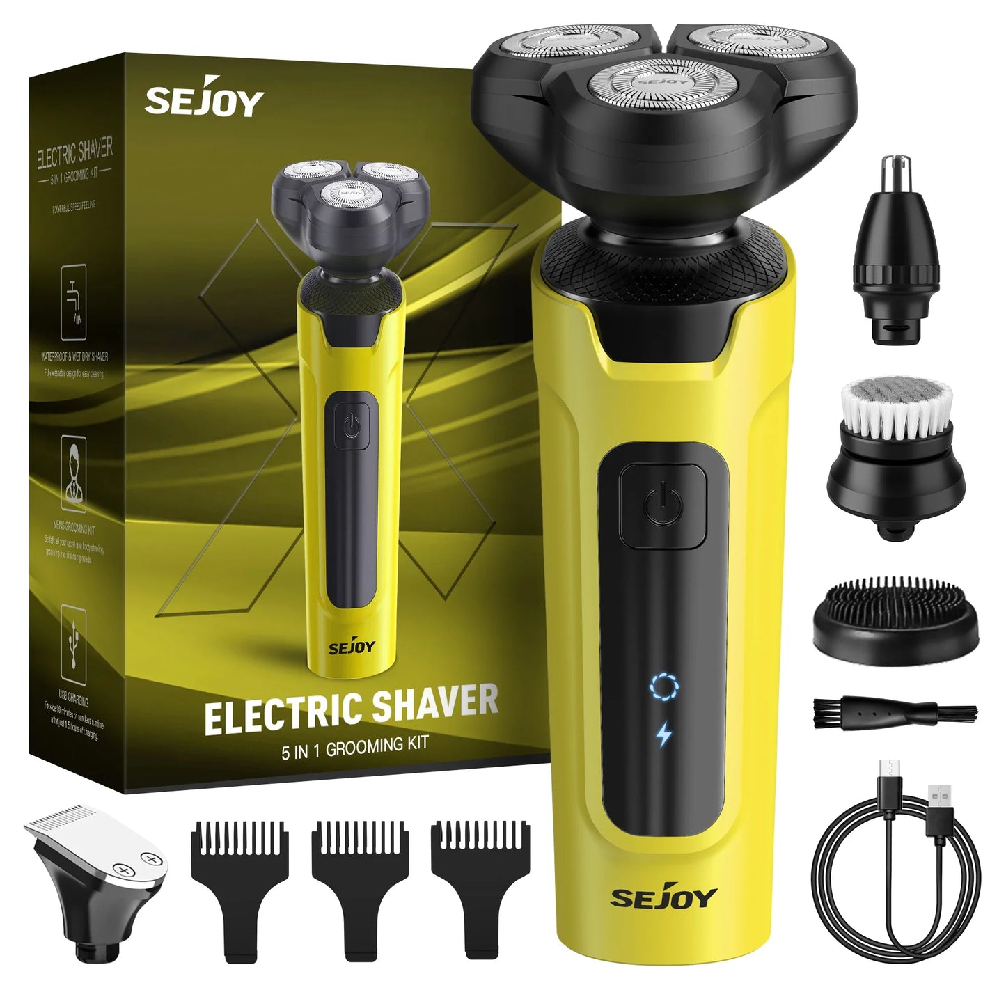 Sejoy Electric Hair Clipper for Men 5 in 1 Electric Nose Hair Trimmer Professional Cutting Machine Rechargalbe