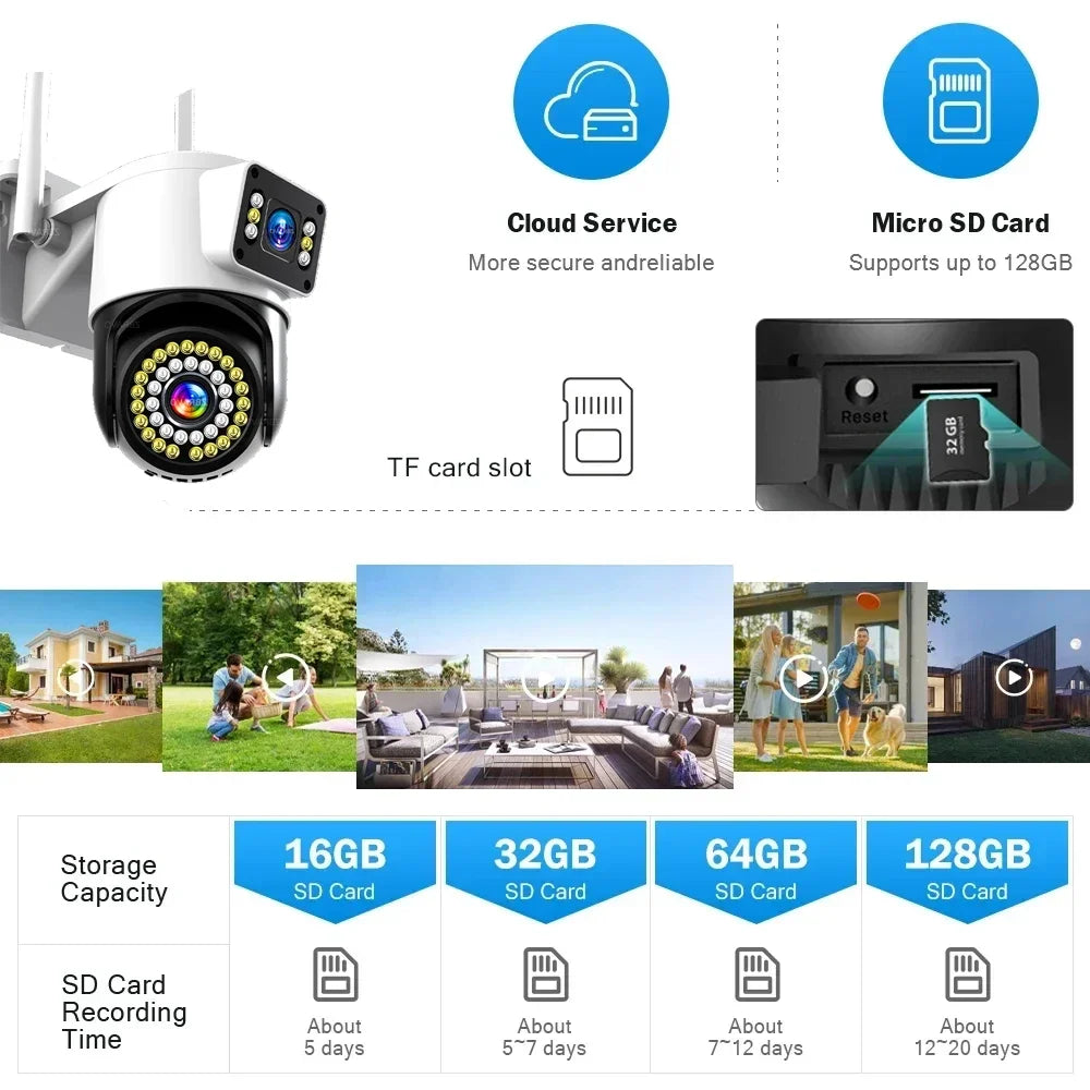 4K 8MP IP Camera Dual Lens 4G PTZ Wifi Camera Dual Screen Auto Tracking Two Way Audio Color Night Vision Security Camera Yoosee