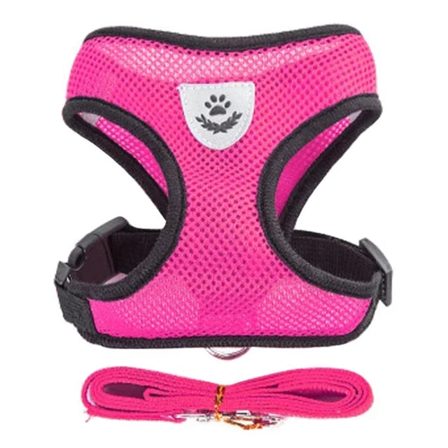 Adjustable Mesh Dog Harness Leash Set