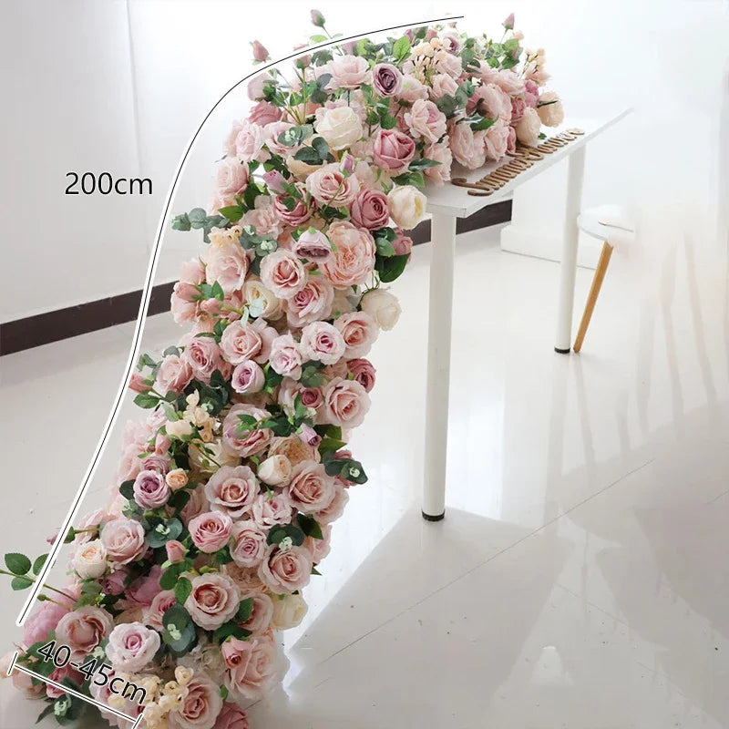 2m Luxury Runner Flower Row Artificial Flowers for Table Centerpiece Wedding Decoration Mix Flowers Backdrop Wall Arches Decor