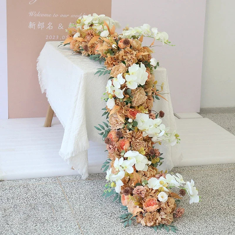 2m Luxury Runner Flower Row Artificial Flowers for Table Centerpiece Wedding Decoration Mix Flowers Backdrop Wall Arches Decor