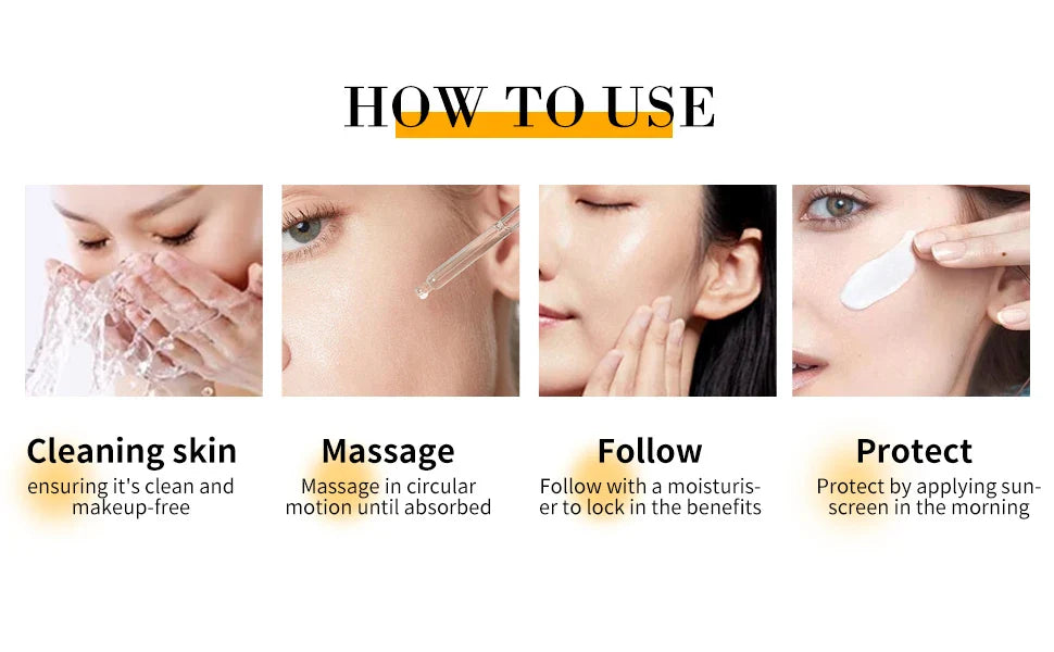 3pcs Vitamin C Wrinkle Remover Face Serum Lifting Firming Fade Fine Lines Anti-aging Essence Whitening Brighten Skin Care
