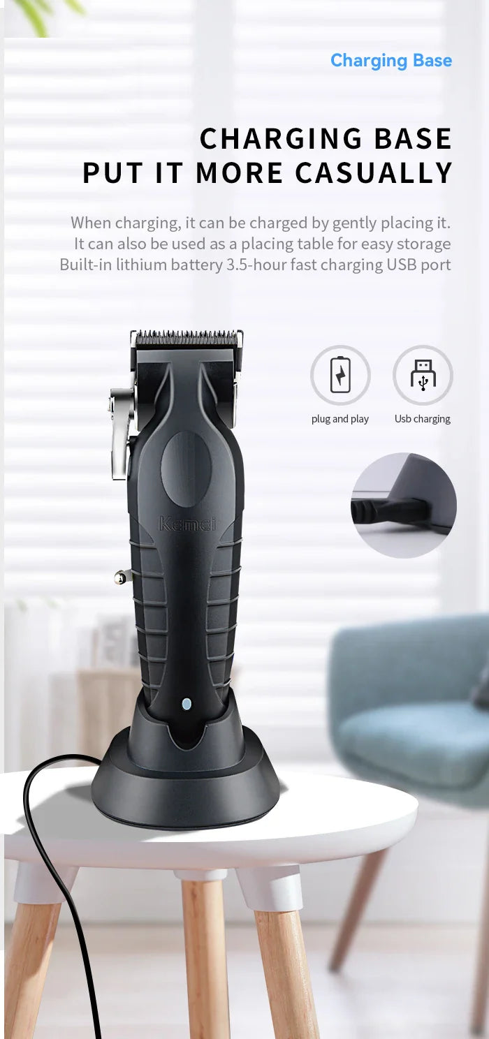 2500mah Lithium Battery Adjustable Trimmer Kemei Km-2296 Usb Rechargeable Cordless Electric Body Groin Hair Trimmer For Men