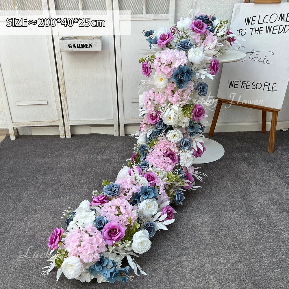 2m Luxury Runner Flower Row Artificial Flowers for Table Centerpiece Wedding Decoration Mix Flowers Backdrop Wall Arches Decor