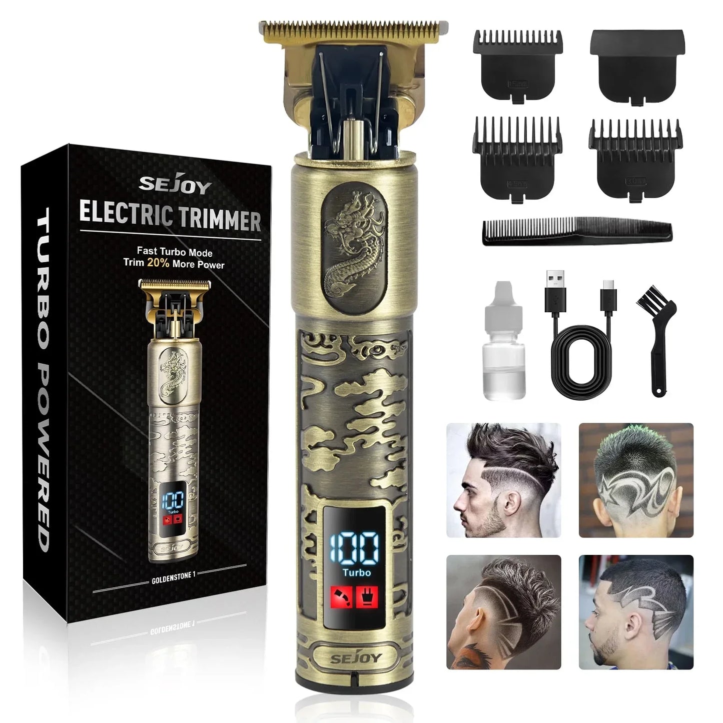 Sejoy Hair Clippers for Men Professional Cordless Barber Clippers for Hair Cutting Machine Rechargeable Beard Trimmer