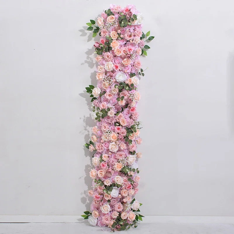 Artificial Runner Flower Row Wedding Arrangement Decoration Floral Backdrop Props Table Flower Runner Event Party Floral Decor