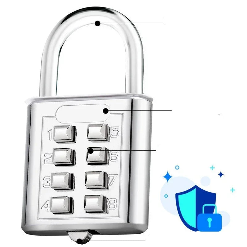 8 Digits Password Code Outdoor Waterproof Combination Padlock Zinc  Alloy Suitcase Travel Luggage Anti-thieft Keyed Smart Lock