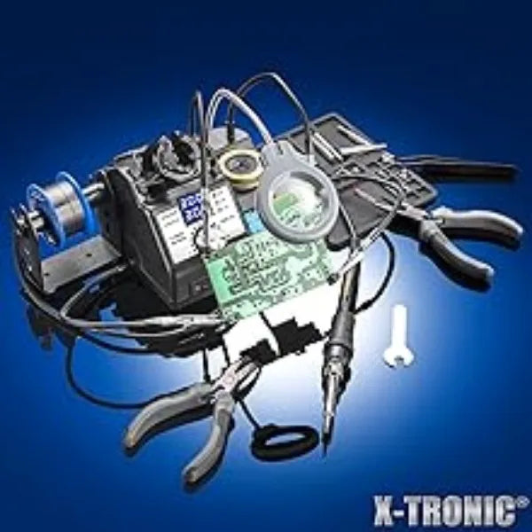 3060-PRO • 75W Soldering Iron Station Kit • 5 Extra Tips • Mini Mag Lamp • 4 Helping Hands • Solder Sucker Tweezers • 50g Solder