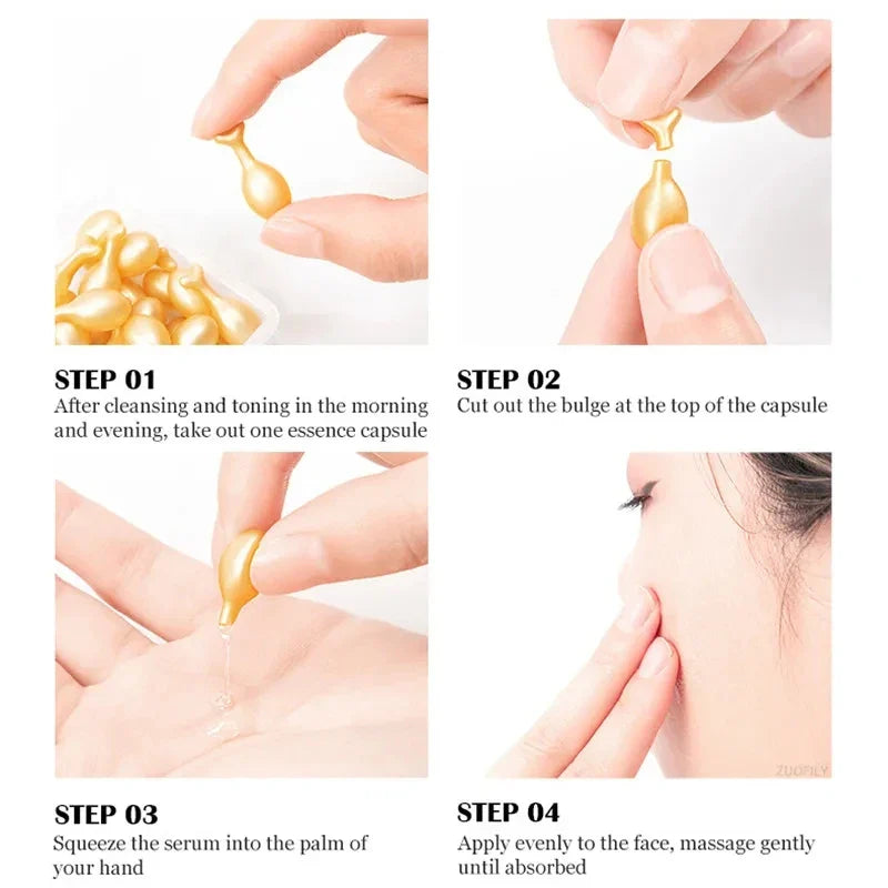 50PCS Face Serum Hyaluronic Acid Capsules Serum Spot Acne Remover Whitening Hydrating Anti-Wrinkle Ageless Cream Skin Care