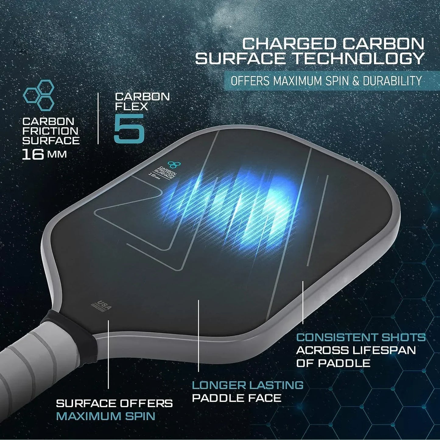 USAPA T700 Raw Carbon Fiber Pickleball Paddle