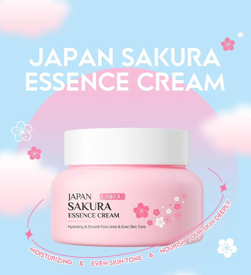 2pcs LAIKOU Japan Sakura Essence Face Cream Cherry Blossom Smoothing Facial Cream Moisturizing Hydration Korean Skin Care