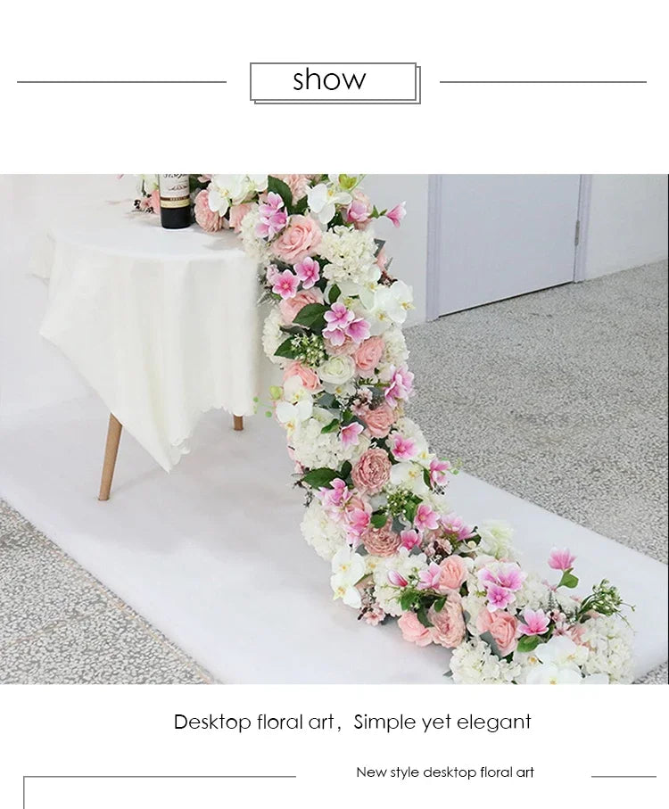 2m Luxury Runner Flower Row Artificial Flowers for Table Centerpiece Wedding Decoration Mix Flowers Backdrop Wall Arches Decor
