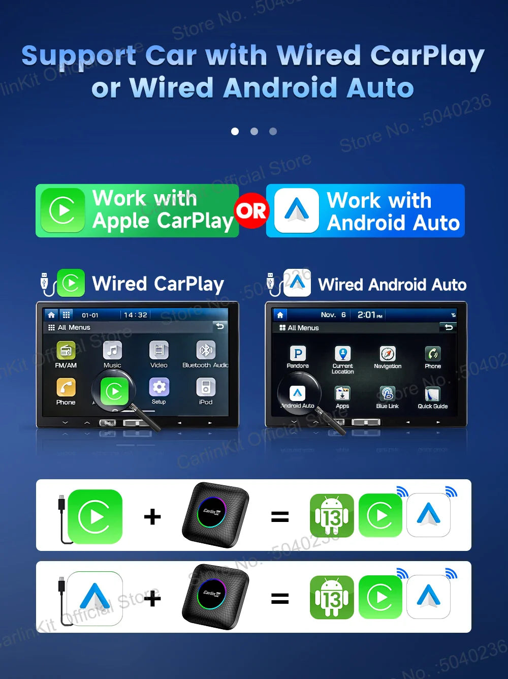2025 CarlinKit CarPlay AI Box Android 13.0 SM6225 QCM6125 Android Auto Wireless CarPlay Adapter 2.4+5GGPS 64G 128G FOTA Upgrade