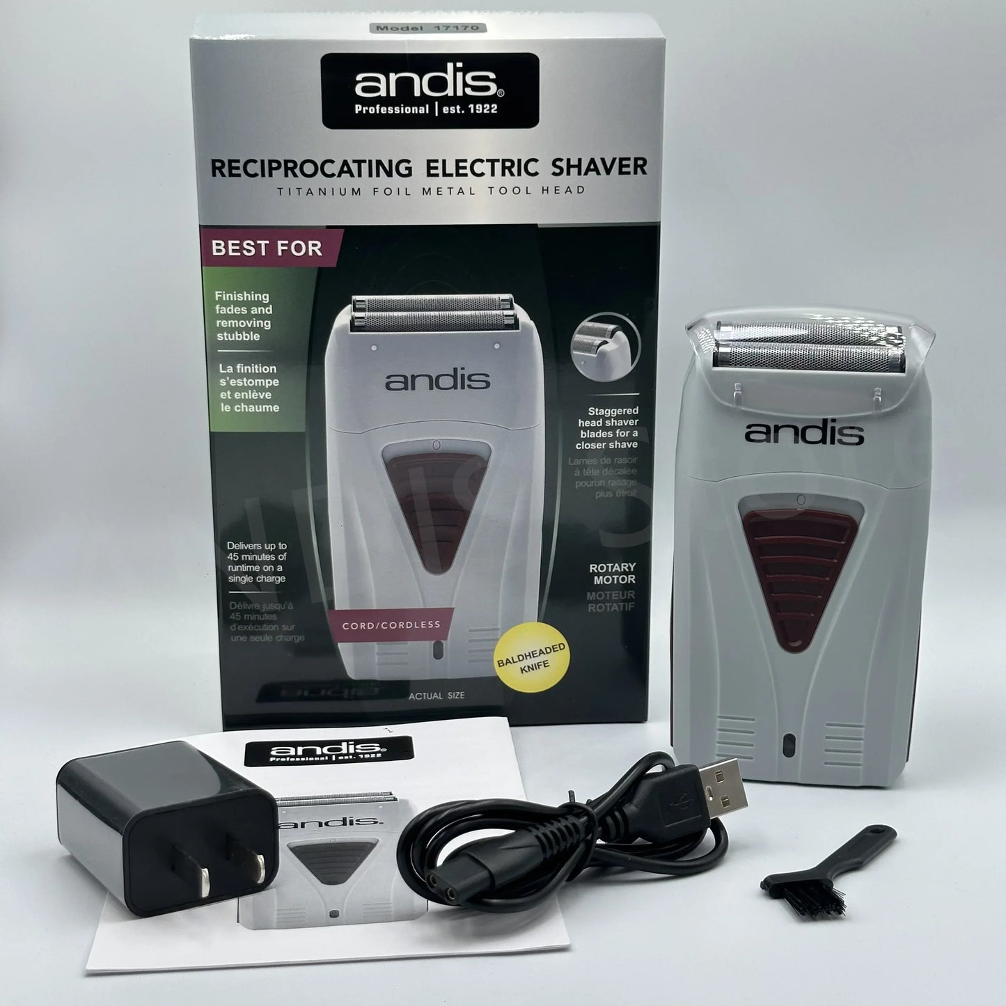 Original Andis 17170 Foil Lithium Titanium Shaver Smooth Shaving Cordless Shaver With Charger For Men Razor Bald Hair Clipper