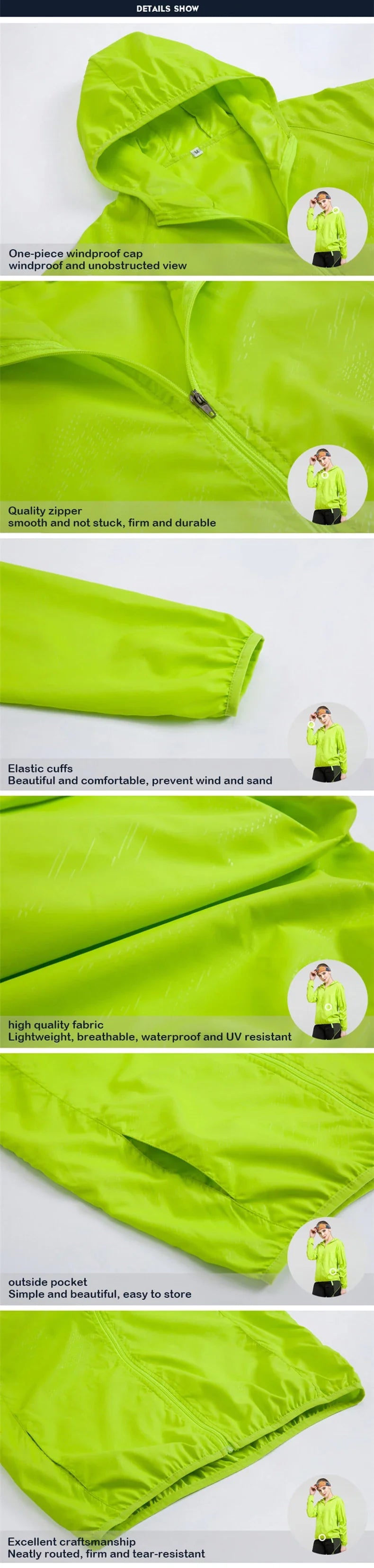 LNGXO Unisex Hiking Jacket Men Women Waterproof Quick Dry Camping Windbreaker Trekking Fishing Rain Coat Outdoor Anti UV Clothes
