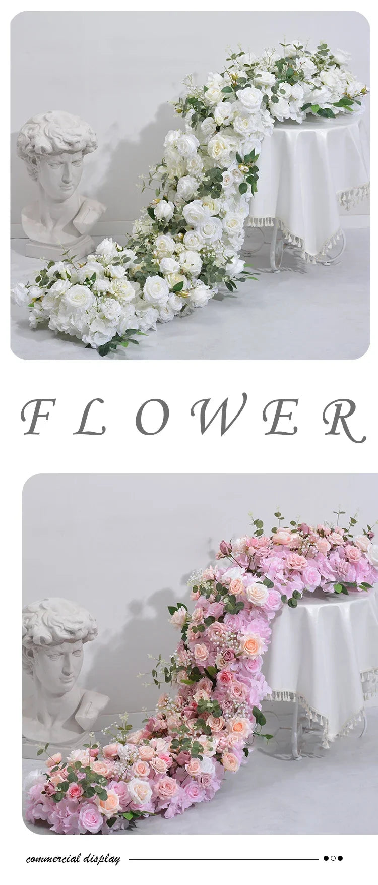Artificial Runner Flower Row Wedding Arrangement Decoration Floral Backdrop Props Table Flower Runner Event Party Floral Decor
