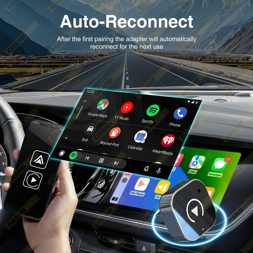 2in1 Wired to Wireless CarPlay Android Auto Adapter for OEM Car Stereo With USB Plug and Play Bluetooth