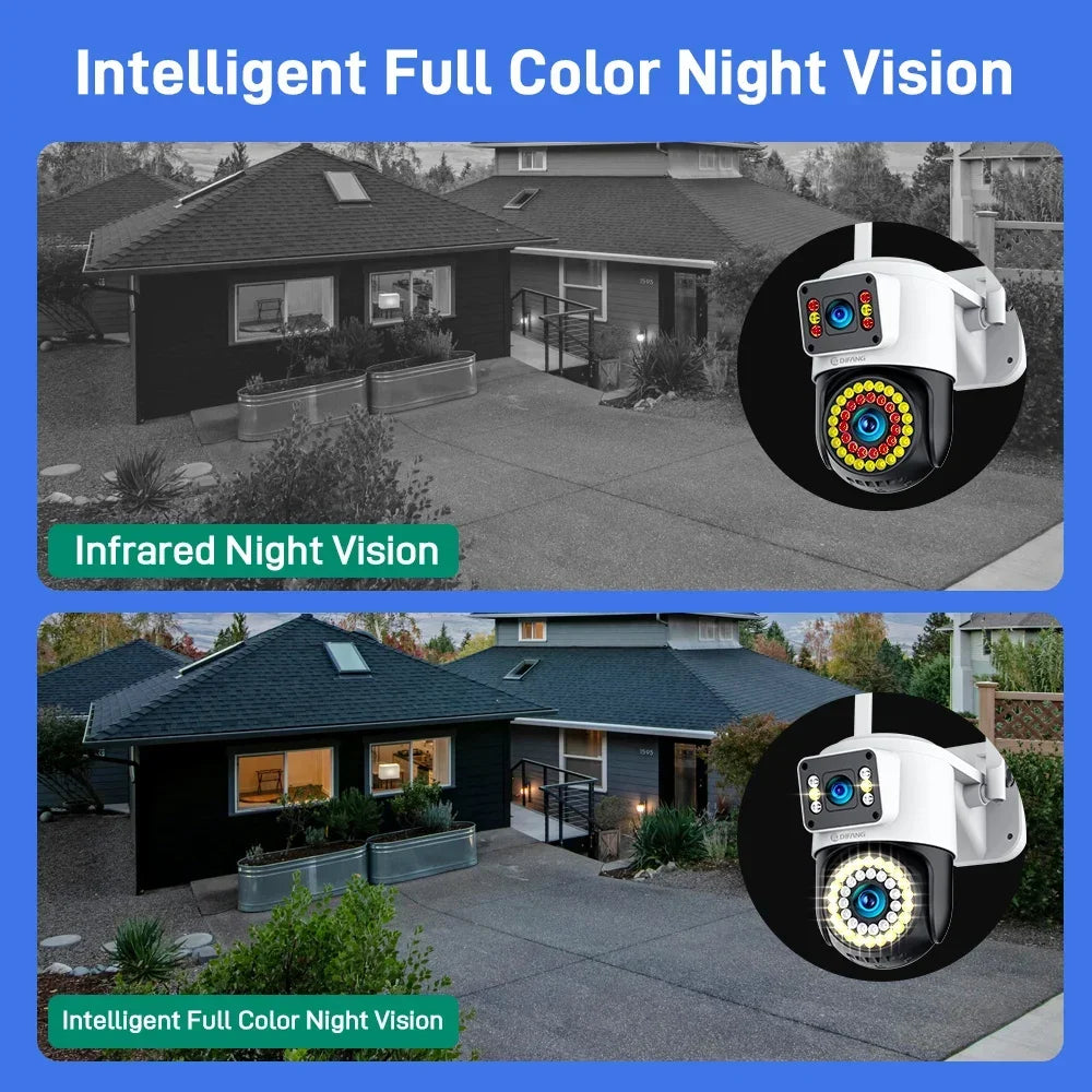 4K 8MP IP Camera Dual Lens 4G PTZ Wifi Camera Dual Screen Auto Tracking Two Way Audio Color Night Vision Security Camera Yoosee