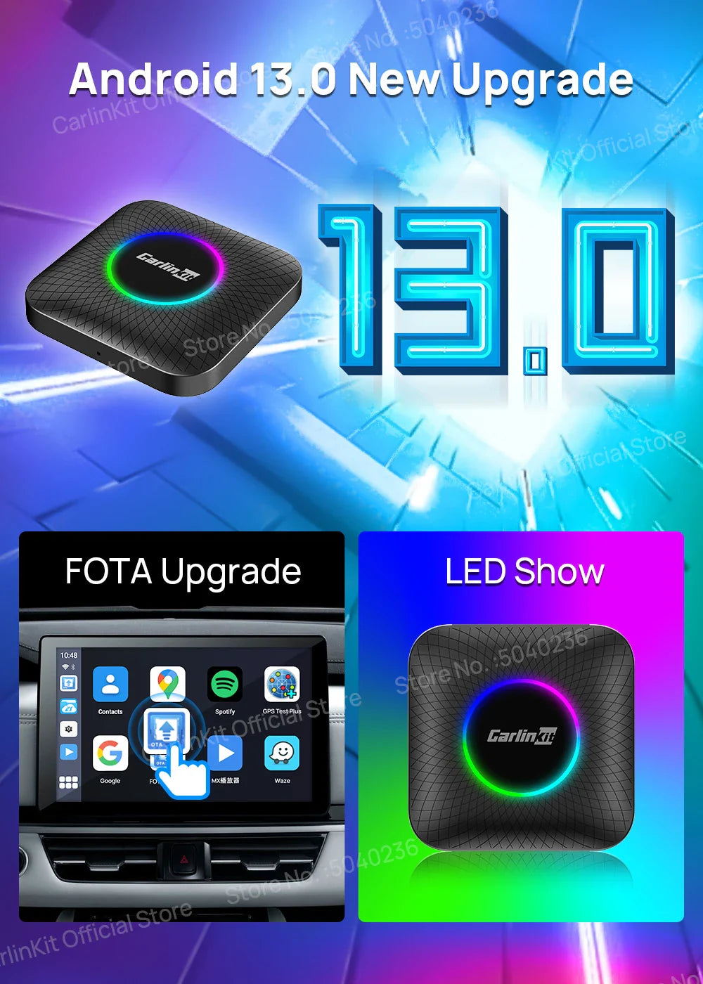 2025 CarlinKit CarPlay AI Box Android 13.0 SM6225 QCM6125 Android Auto Wireless CarPlay Adapter 2.4+5GGPS 64G 128G FOTA Upgrade