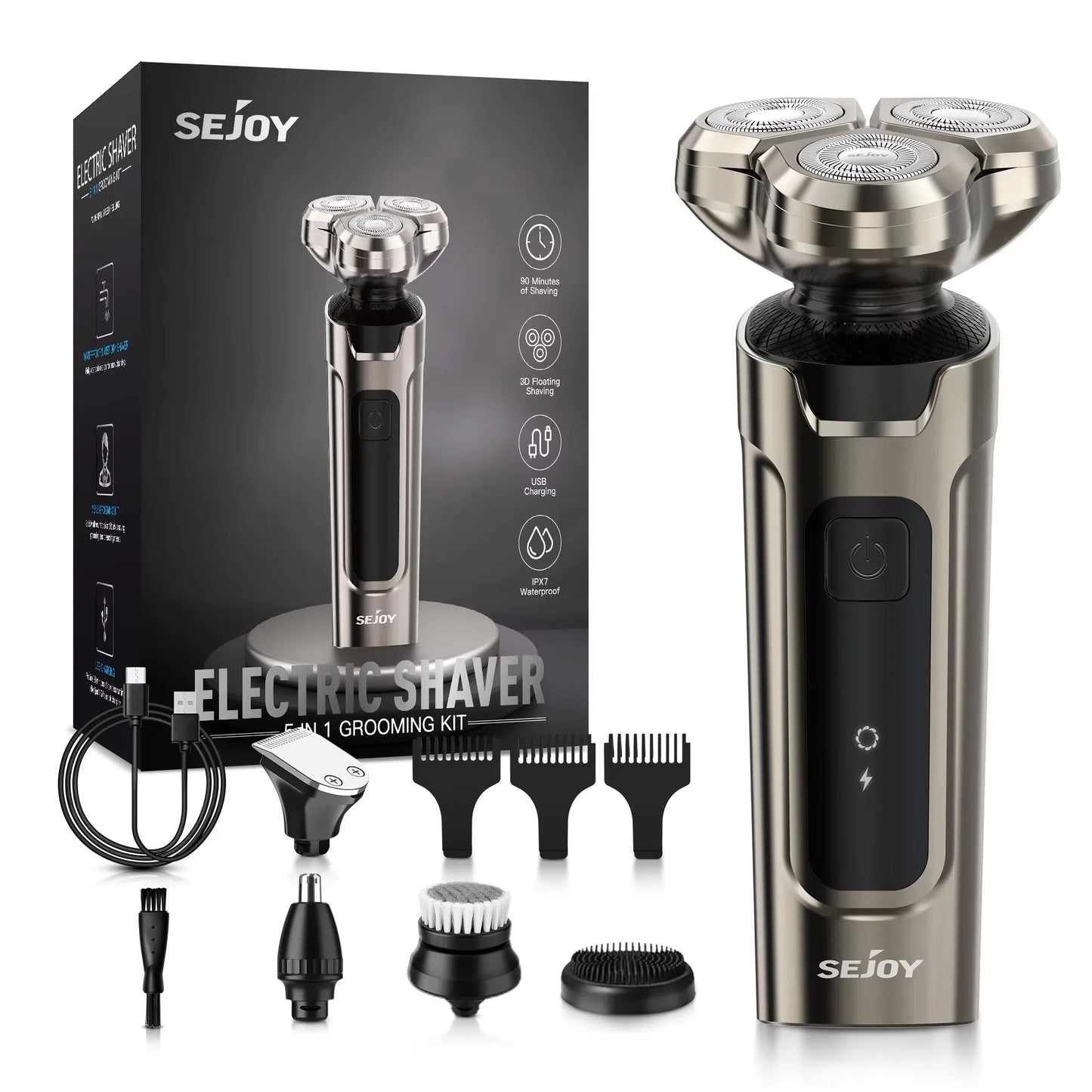 Sejoy Electric Hair Clipper for Men 5 in 1 Electric Nose Hair Trimmer Professional Cutting Machine Rechargalbe