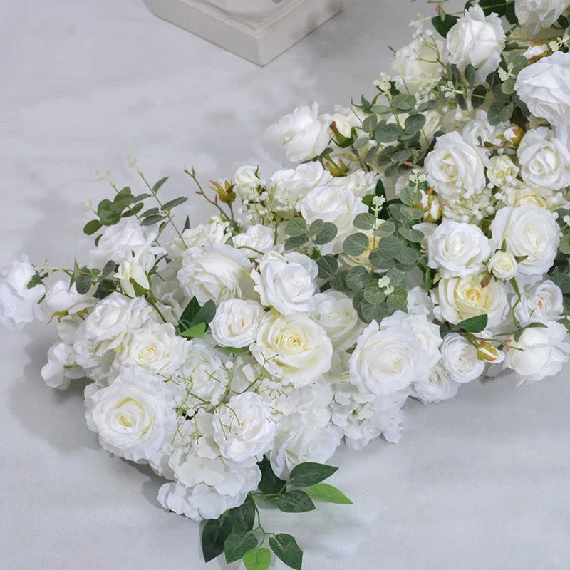 Artificial Runner Flower Row Wedding Arrangement Decoration Floral Backdrop Props Table Flower Runner Event Party Floral Decor