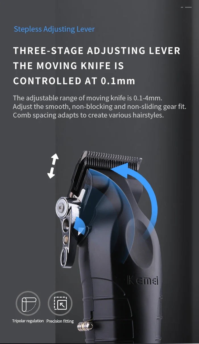 2500mah Lithium Battery Adjustable Trimmer Kemei Km-2296 Usb Rechargeable Cordless Electric Body Groin Hair Trimmer For Men