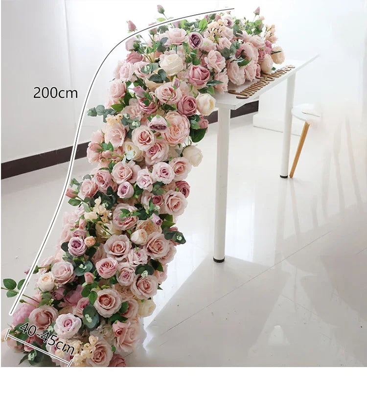 2m Luxury Runner Flower Row Artificial Flowers for Table Centerpiece Wedding Decoration Mix Flowers Backdrop Wall Arches Decor