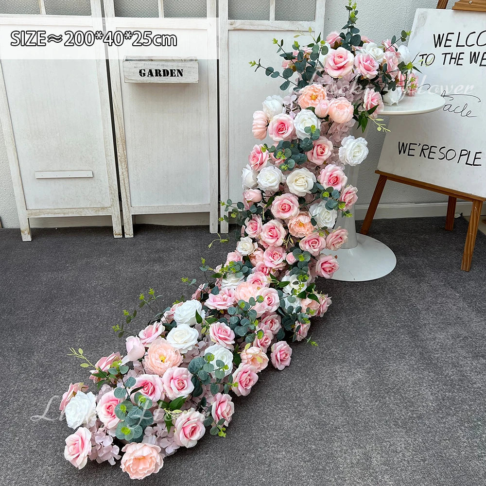 2m Luxury Runner Flower Row Artificial Flowers for Table Centerpiece Wedding Decoration Mix Flowers Backdrop Wall Arches Decor