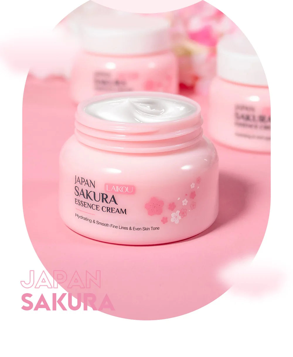 2pcs LAIKOU Japan Sakura Essence Face Cream Cherry Blossom Smoothing Facial Cream Moisturizing Hydration Korean Skin Care