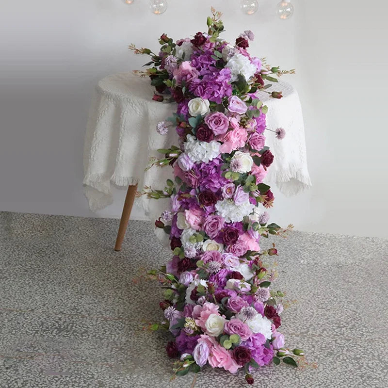 2m Luxury Runner Flower Row Artificial Flowers for Table Centerpiece Wedding Decoration Mix Flowers Backdrop Wall Arches Decor