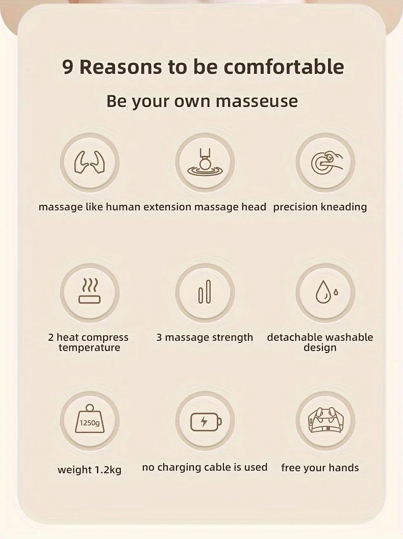 20W Neck And Shoulder Massager Wireless Shoulder And Back Kneading Massage Shawl Trapezius Neck Cervical masajeador
