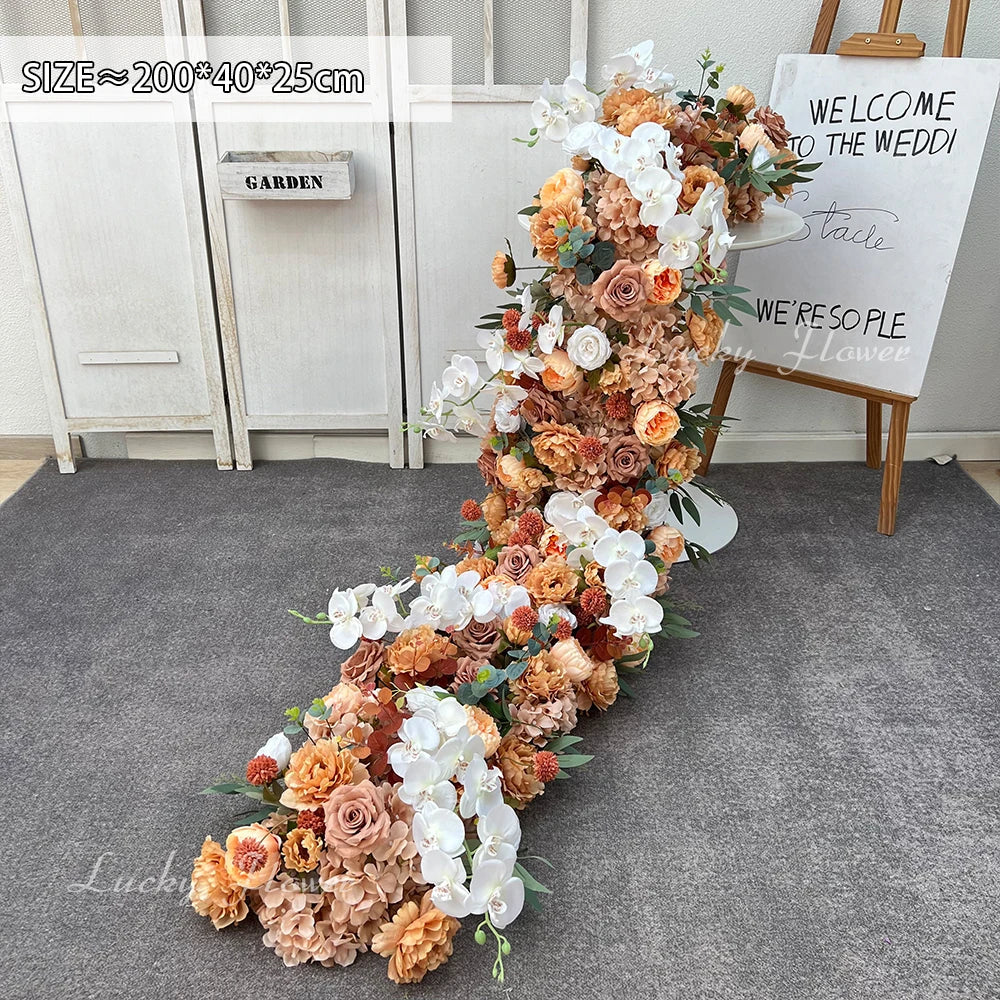 2m Luxury Runner Flower Row Artificial Flowers for Table Centerpiece Wedding Decoration Mix Flowers Backdrop Wall Arches Decor