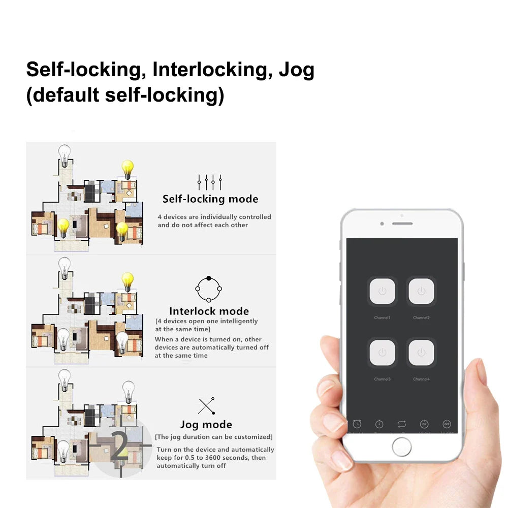 4CH Tuya Wifi Relay Smart Wireless Switch Module 4 Channel 7-32V 85-250V 220V 110V 2200W RF433 10A 4 Way Receiver For Alexa