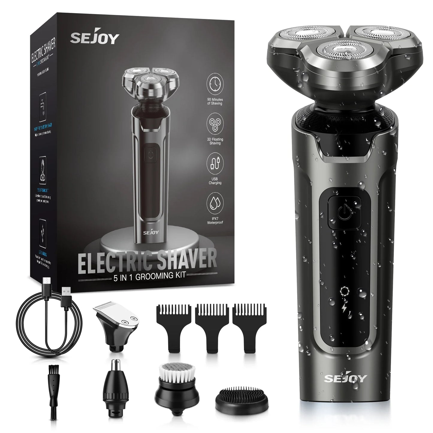 Sejoy Electric Hair Clipper for Men 5 in 1 Electric Nose Hair Trimmer Professional Cutting Machine Rechargalbe