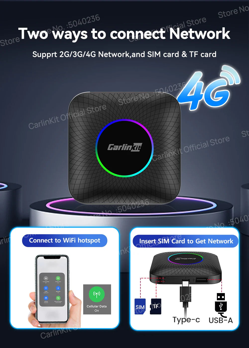 2025 CarlinKit CarPlay AI Box Android 13.0 SM6225 QCM6125 Android Auto Wireless CarPlay Adapter 2.4+5GGPS 64G 128G FOTA Upgrade