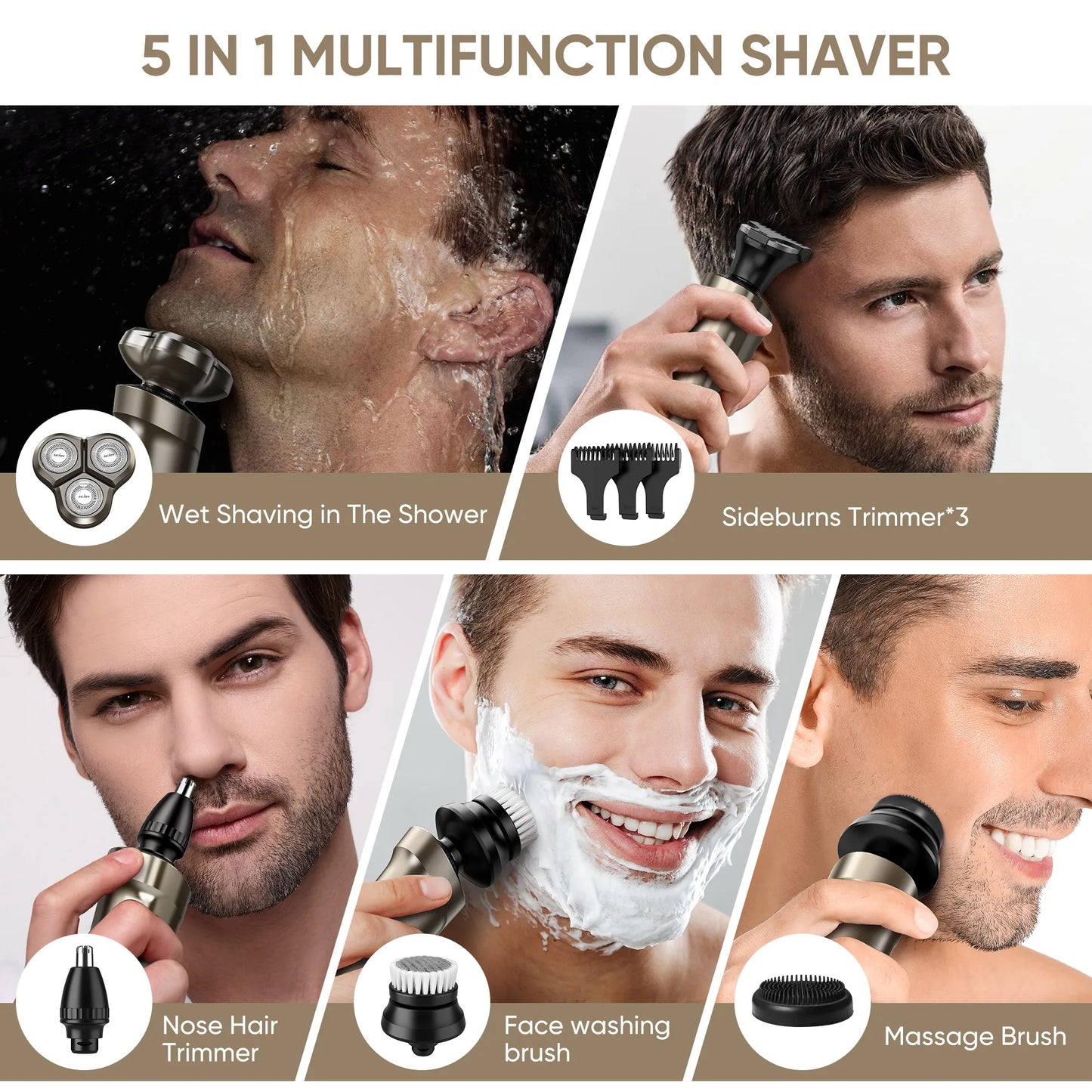 Sejoy Electric Hair Clipper for Men 5 in 1 Electric Nose Hair Trimmer Professional Cutting Machine Rechargalbe