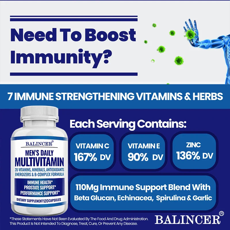 Men's Multivitamin - Eyes, Brain, Skin, Heart, Immune Boost