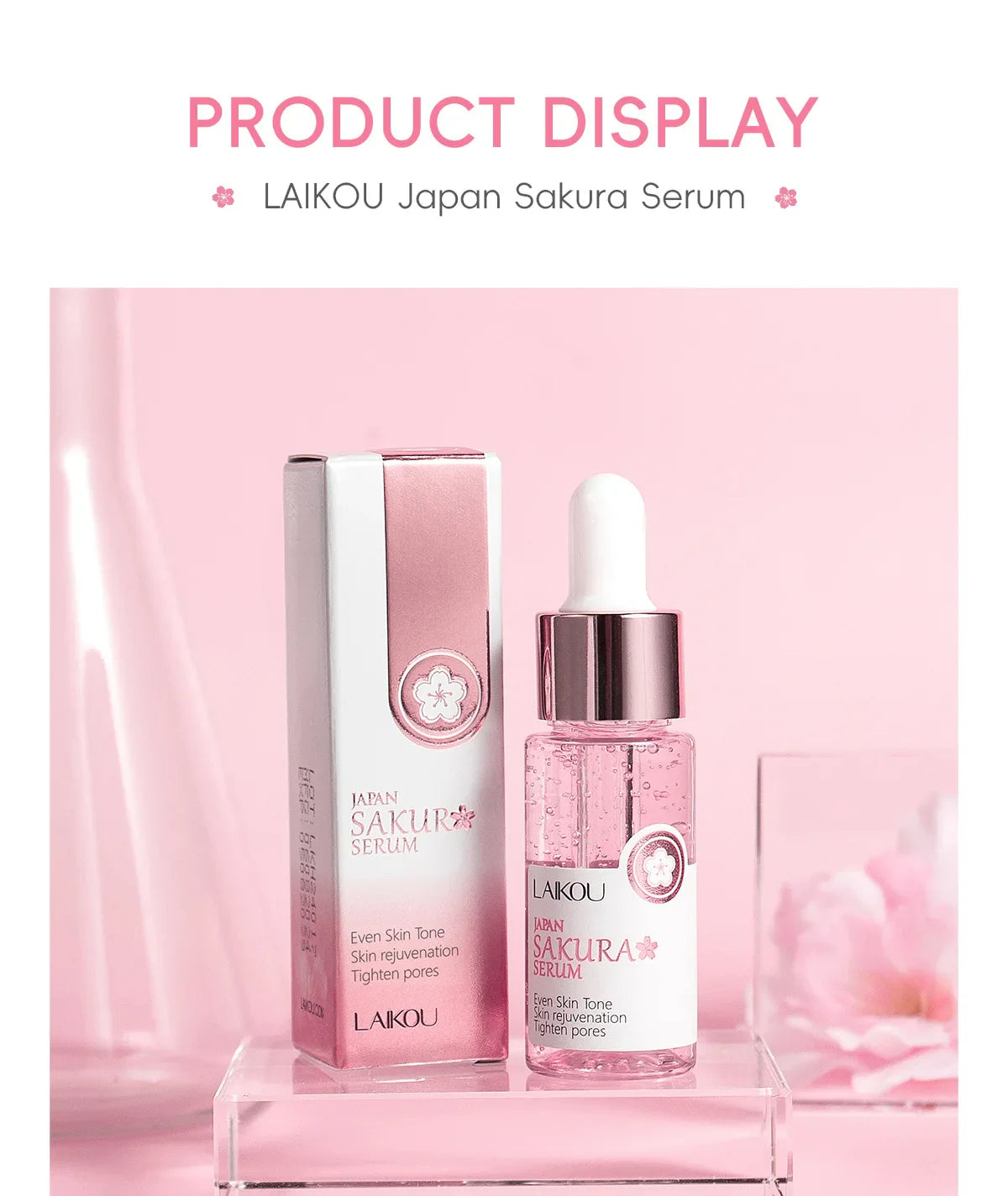 Sakura Whitening Face Serum Anti Aging Fade Fine Lines Tighten Pores Improve Melanin Pigment Dull Moisturizer Brighten Skin Care