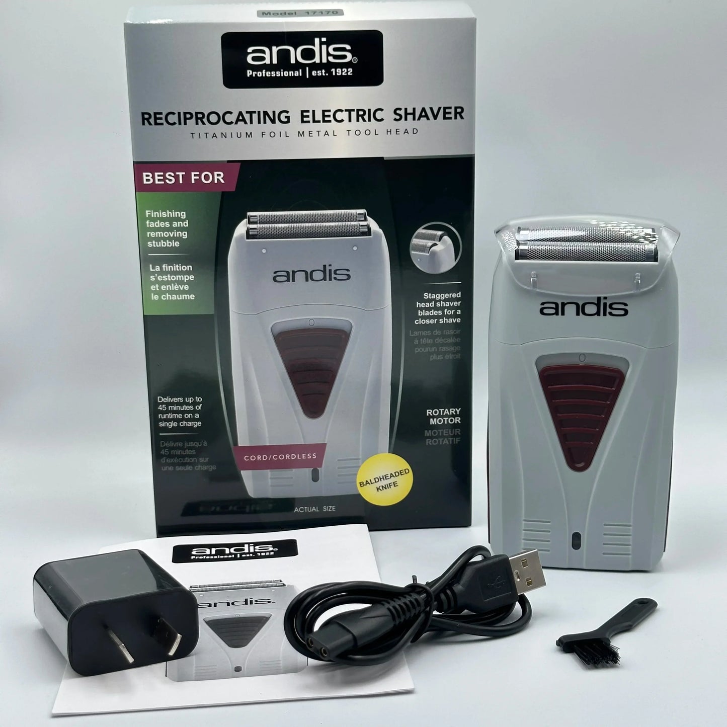 Original Andis 17170 Foil Lithium Titanium Shaver Smooth Shaving Cordless Shaver With Charger For Men Razor Bald Hair Clipper
