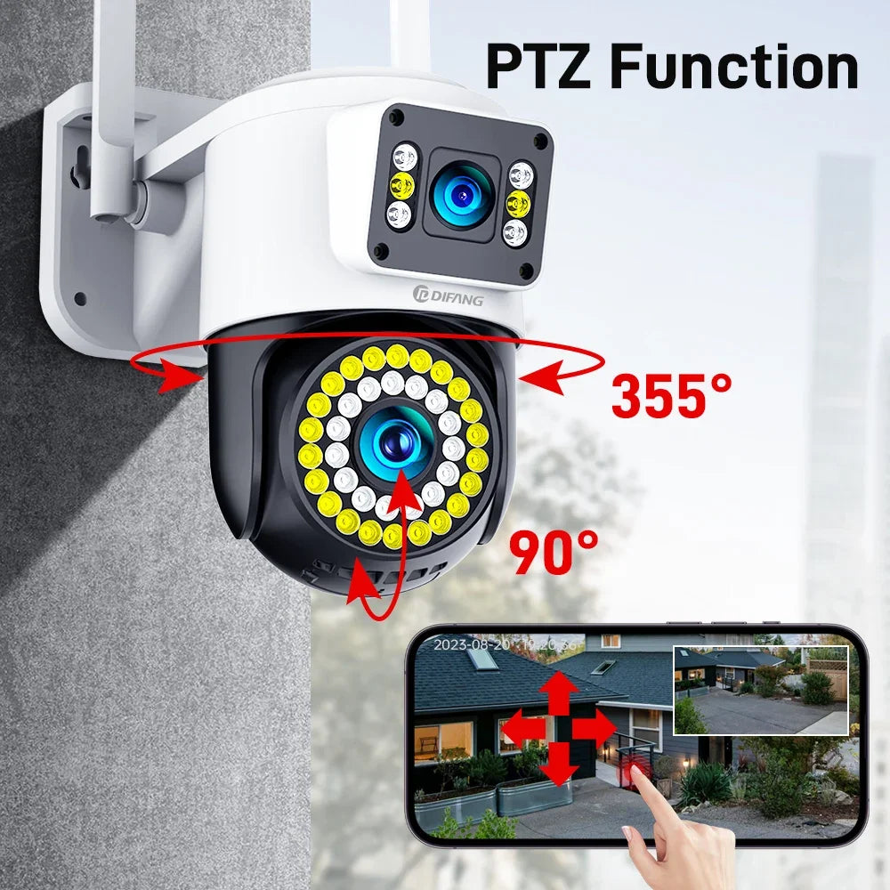 4K 8MP IP Camera Dual Lens 4G PTZ Wifi Camera Dual Screen Auto Tracking Two Way Audio Color Night Vision Security Camera Yoosee