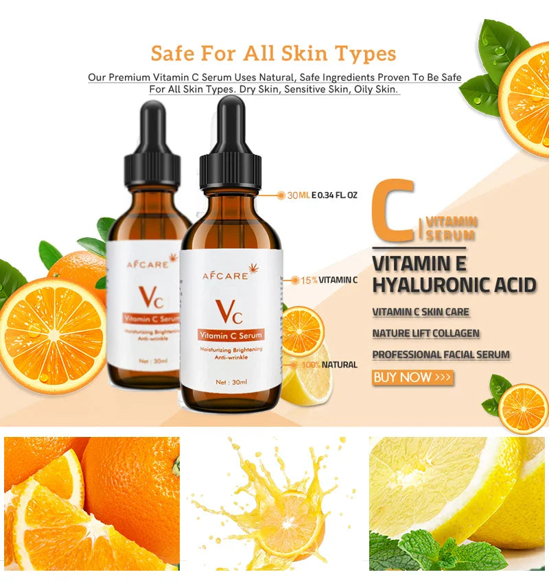 30ML Afcare Vitamin C Face Serum Hyaluronic Acid Face Essence Beauty Health Skincare Products
