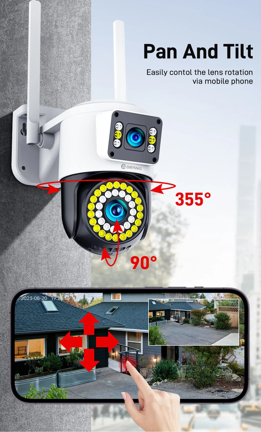 4K 8MP IP Camera Dual Lens 4G PTZ Wifi Camera Dual Screen Auto Tracking Two Way Audio Color Night Vision Security Camera Yoosee