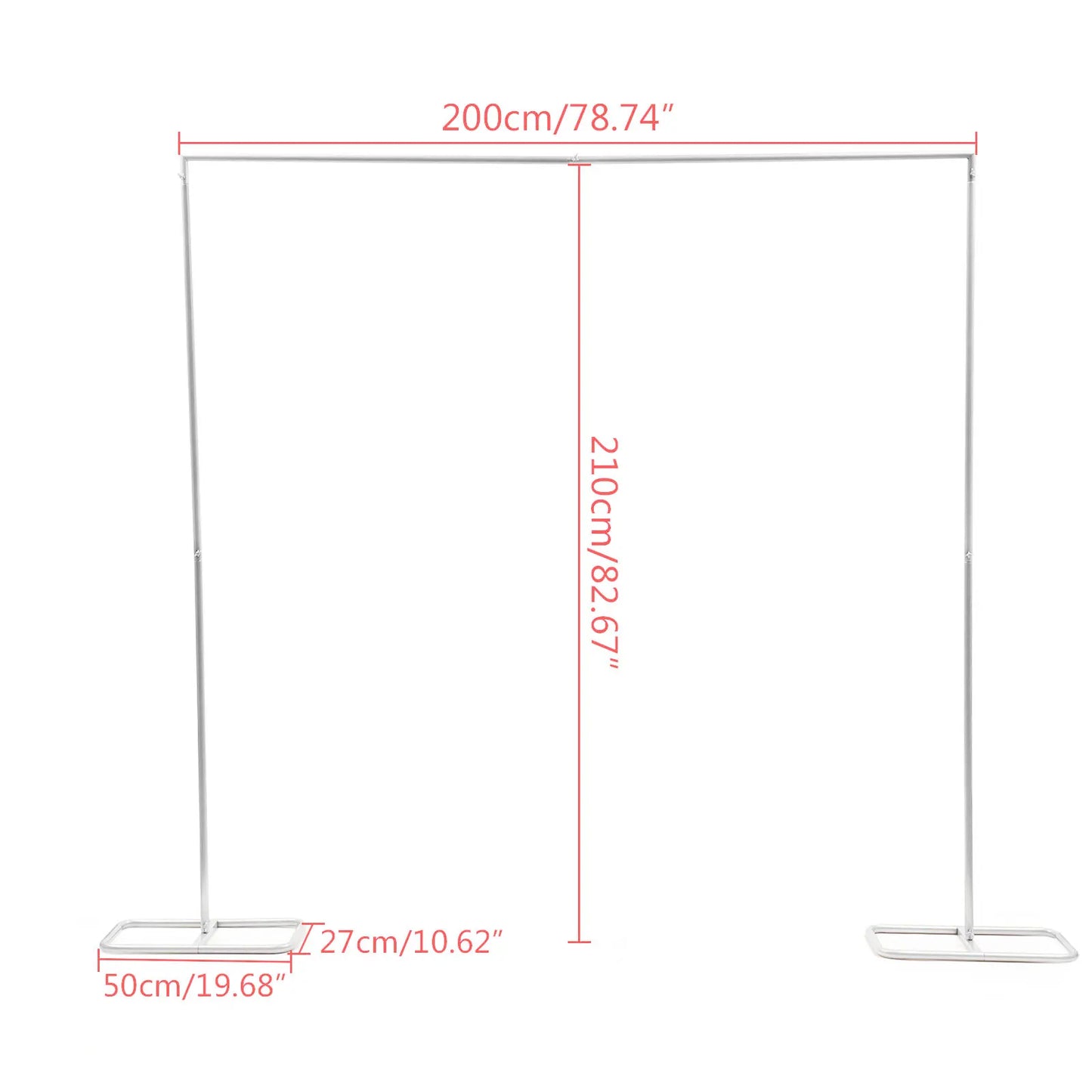 2*2.1M Gold Wedding Arch Door Square Metal Flower Rack with Bases Background Decorative Frame for Wedding Party