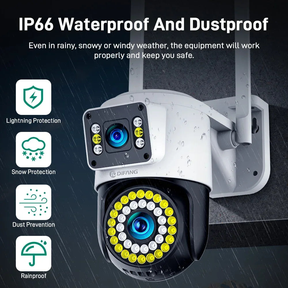 4K 8MP IP Camera Dual Lens 4G PTZ Wifi Camera Dual Screen Auto Tracking Two Way Audio Color Night Vision Security Camera Yoosee